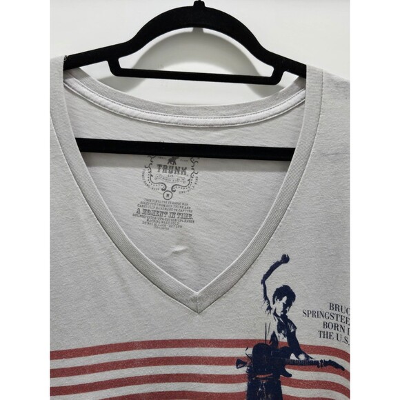 TRUNK LTD BRUCE SPRINGTEEN V-NECK GREY BAND TEE T-SHIRT TOP BORN IN USA WOMEN M - Picture 4 of 9